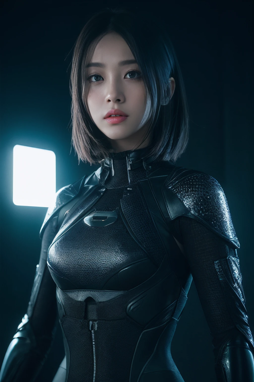 3D, A beautiful cyberpunk female image,hdr（HighDynamicRange）,Ray traching,NVIDIA RTX,Hyper-Resolution,Unreal 5,Subsurface scattering、PBR Texture、post-proces、Anisotropy Filtering、depth of fields、maximum definition and sharpness、Many-Layer Textures、Albedo e mapas Speculares、Surface coloring、Accurate simulation octane rendering of light-material interactions、Two-colored light、largeaperture、Low ISO、White balance、the rule of thirds、8K raw data、blackstockings
