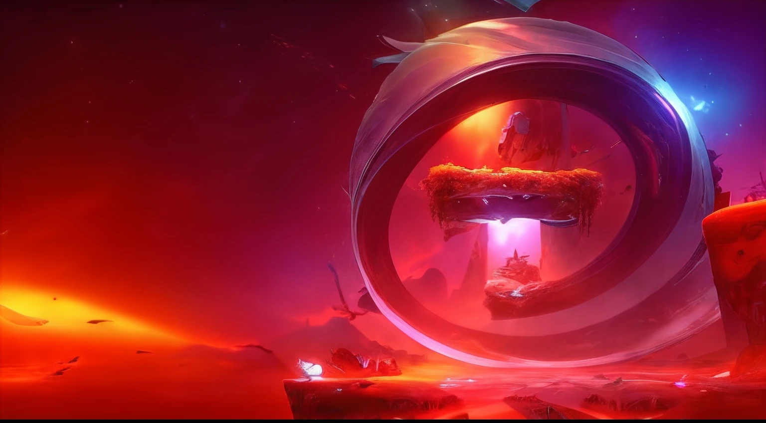 There is a picture of a futuristic artwork with a circular object, twinmotion render, Ori and the blind, Valve official announcement, valve promotional splash art, Ori, best on adobe stock, Trends in Unreal Engine, Unreal Engine", Unreal Engine", stunning visuals with rtx on, PC Wallpapers, unreal engine 5”, notext, official render, nvidia promotional image