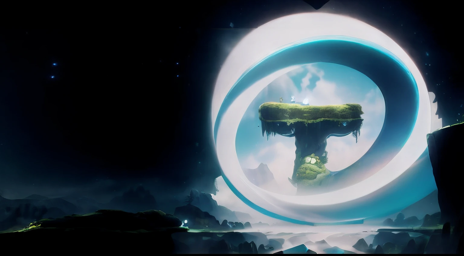 There is a picture of a futuristic artwork with a circular object, twinmotion render, Ori and the blind, Valve official announcement, valve promotional splash art, Ori, best on adobe stock, Trends in Unreal Engine, Unreal Engine", stunning visuals with rtx on, Unreal Engine", PC Wallpapers, unreal engine 5”, notext, official render, Ori and the Blind Forest