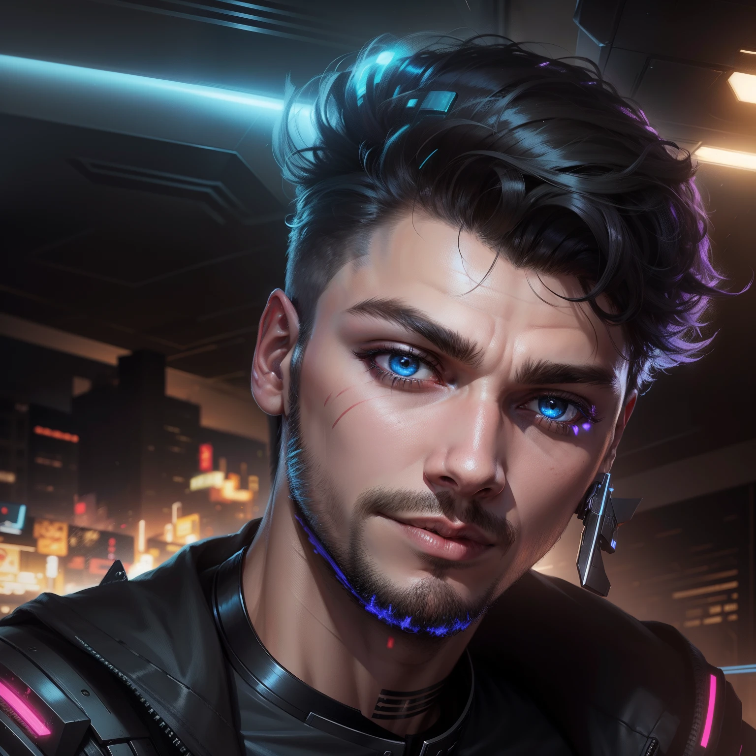 Change background cyberpunk handsome boy realistic face 8k ultra realistic smooth face
