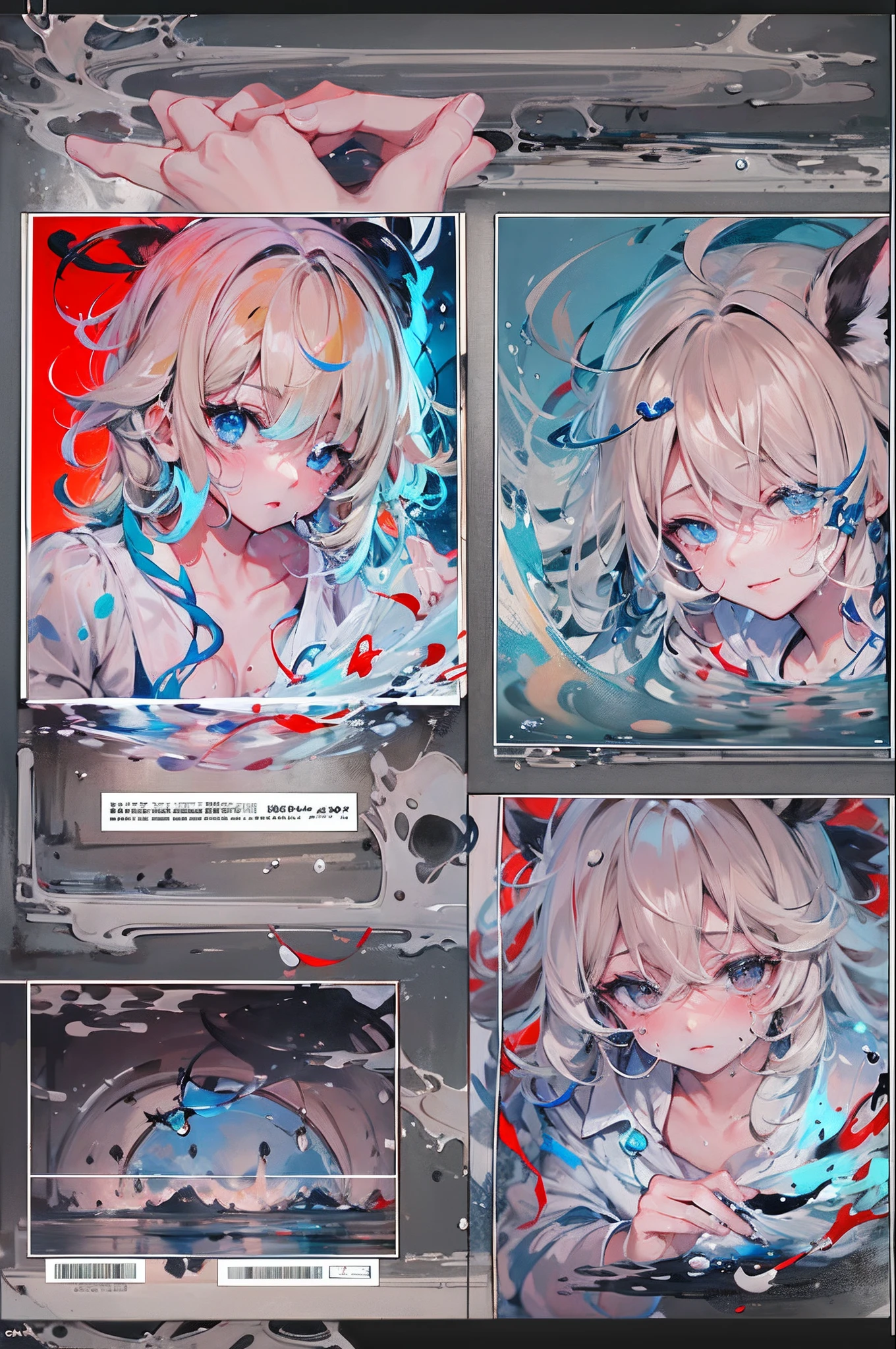 (tmasterpiece,top-quality,offcial art:1.2),(Mono Color:1.5),(Pale color),looking at viewert,1boys,独奏,white backgrounid,Floating colored water,Tears glow in the corners of the eyes(2D:1.5)