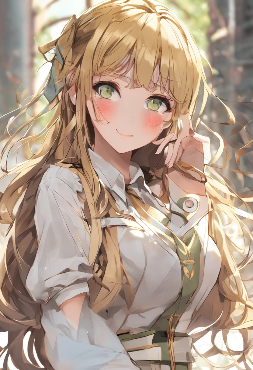 The figure of a seductive girl、Cute girl figure、Realistic Young Gravure Idol Figure、pretty face with arms and legs、Norse goddesses、photo of slim girl model、European Girl、Golden hair、long、eye glass、student uniform, green uniform、White blouse、plaid skirts、、pretty face with arms and legs、Norse goddesses、a sexy girl、photo of slim girl model、European Girl、Photorealistic perfect body、low angles、Selfie style