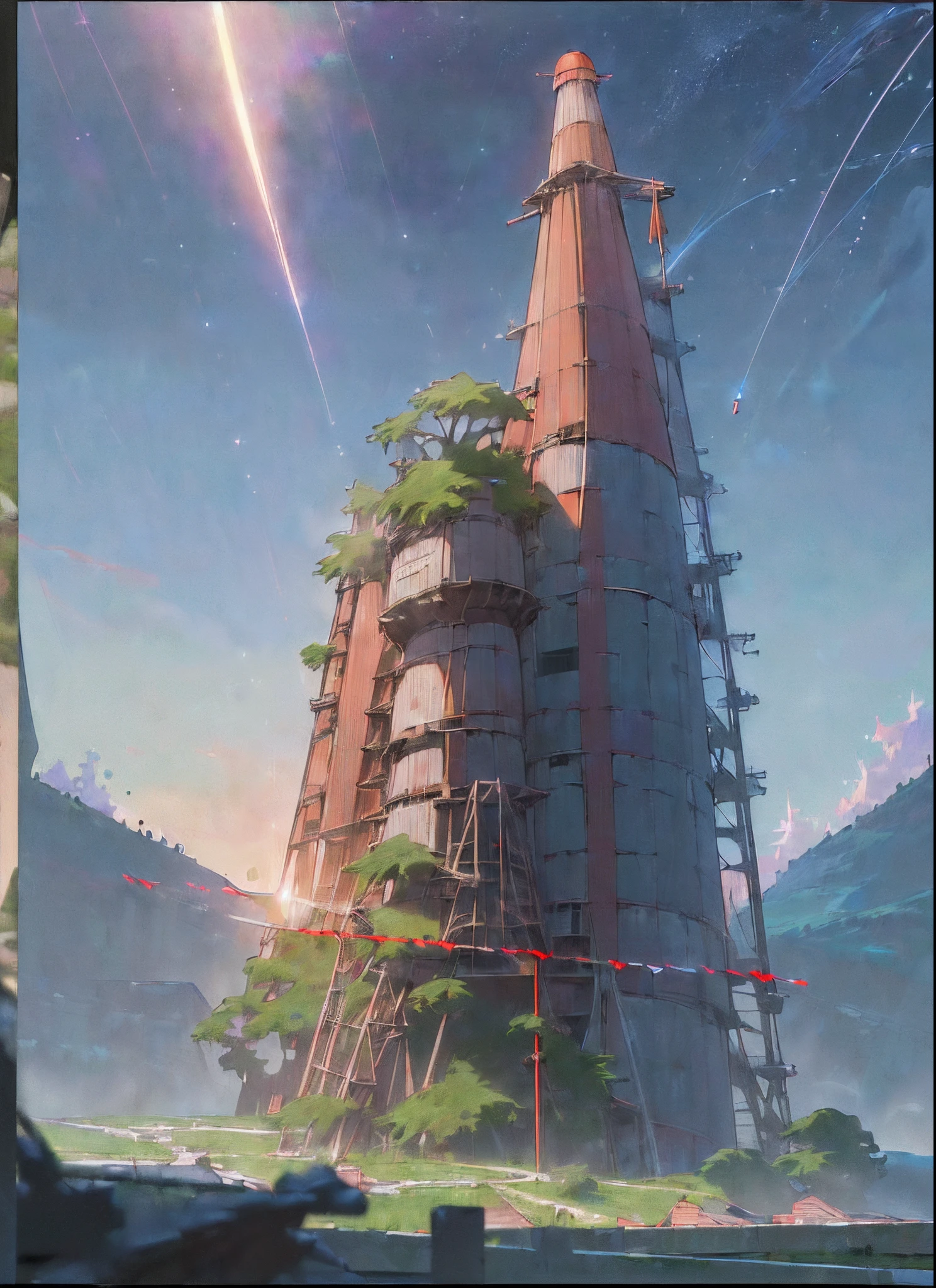 (((8K, Raw photo, Best Quality, masutepiece:1.4))), 超A high resolution, Ultra-detailed, Illustration, close-up, Astonaut, Environment only, labo, Spacecraft, Made of stone, Night, Starry sky, building, Future, imagine, Outdoors, Background only