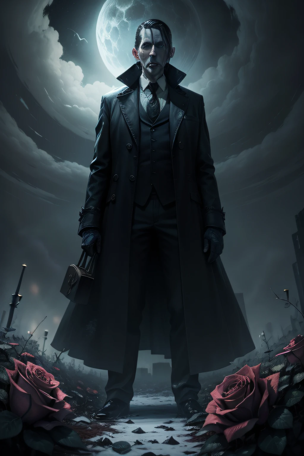 Lovecraft,  madness, mutant, Dull color, the night, winter, roses, eerily realistic