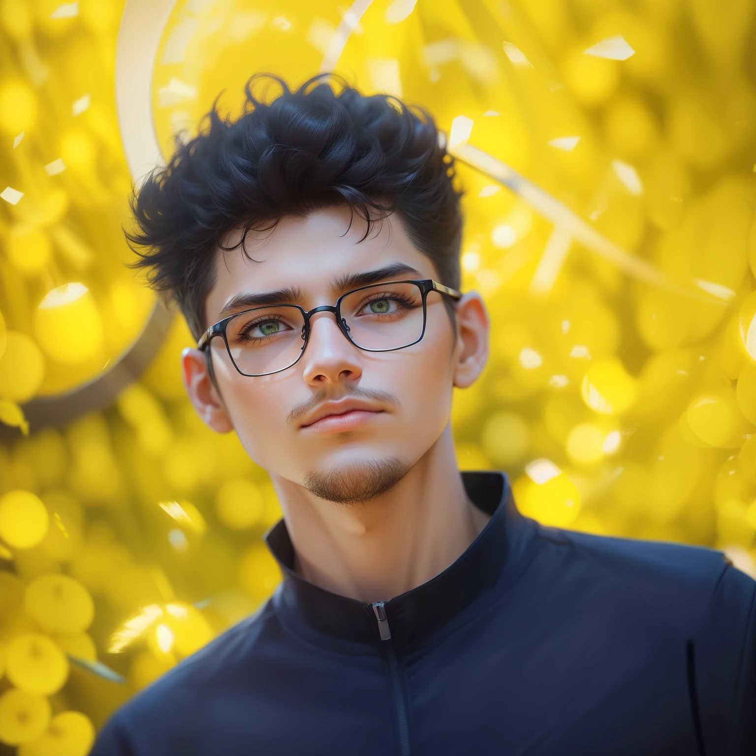 Background yellow light effect, realistic face