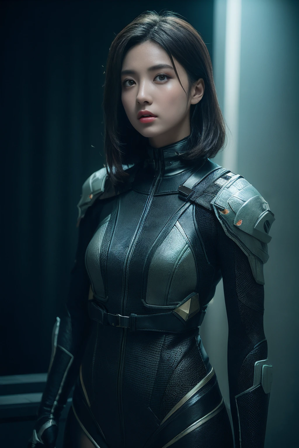 3D, A beautiful cyberpunk female image,battledress,hdr(HighDynamicRange),Ray traching,NVIDIA RTX,Hyper-Resolution,Unreal 5,Subsurface scattering、PBR Texture、post-proces、Anisotropy Filtering、depth of fields、maximum definition and sharpness、Many-Layer Textures、Albedo e mapas Speculares、Surface coloring、Accurate simulation octane rendering of light-material interactions、Two-colored light、largeaperture、Low ISO、White balance、the rule of thirds、8K raw data、blackstockings