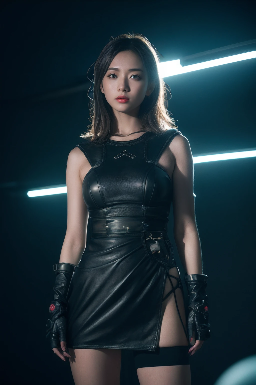 3D, A beautiful cyberpunk female image,battledress,hdr(HighDynamicRange),Ray traching,NVIDIA RTX,Hyper-Resolution,Unreal 5,Subsurface scattering、PBR Texture、post-proces、Anisotropy Filtering、depth of fields、maximum definition and sharpness、Many-Layer Textures、Albedo e mapas Speculares、Surface coloring、Accurate simulation octane rendering of light-material interactions、Two-colored light、largeaperture、Low ISO、White balance、the rule of thirds、8K raw data、blackstockings