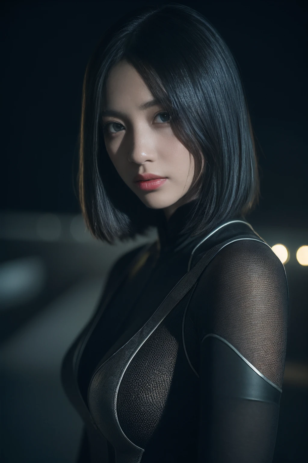 3D, A beautiful cyberpunk female image,hdr（HighDynamicRange）,Ray traching,NVIDIA RTX,Hyper-Resolution,Unreal 5,Subsurface scattering、PBR Texture、post-proces、Anisotropy Filtering、depth of fields、maximum definition and sharpness、Many-Layer Textures、Albedo e mapas Speculares、Surface coloring、Accurate simulation octane rendering of light-material interactions、Two-colored light、largeaperture、Low ISO、White balance、the rule of thirds、8K raw data、blackstockings