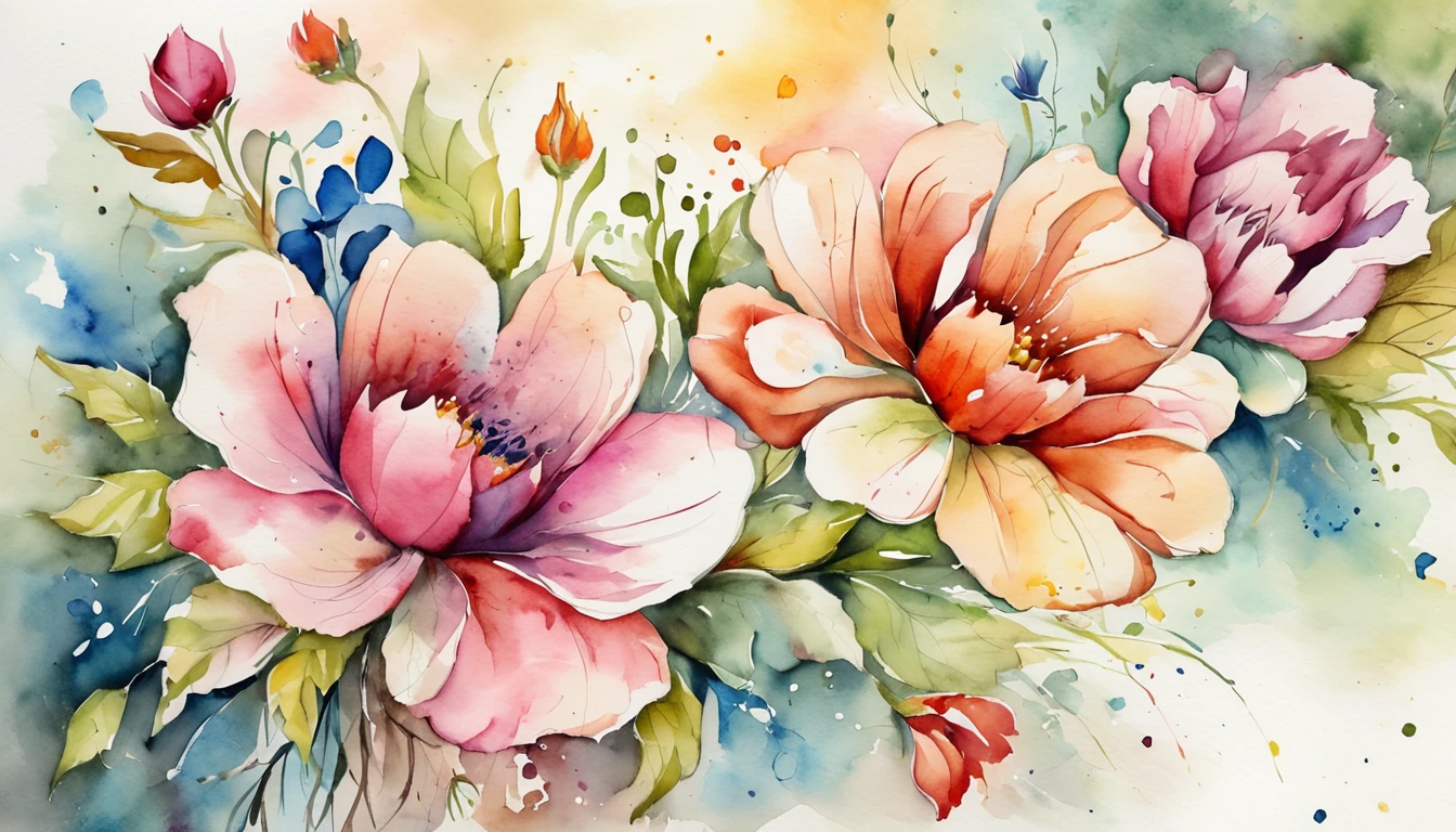 Colorful flowers,Lines contain beautiful lines, Natural curves, Refined silhouette