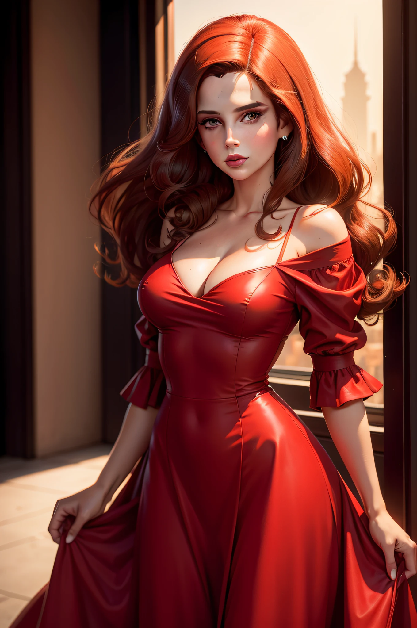 Lana Del Rey on red dress