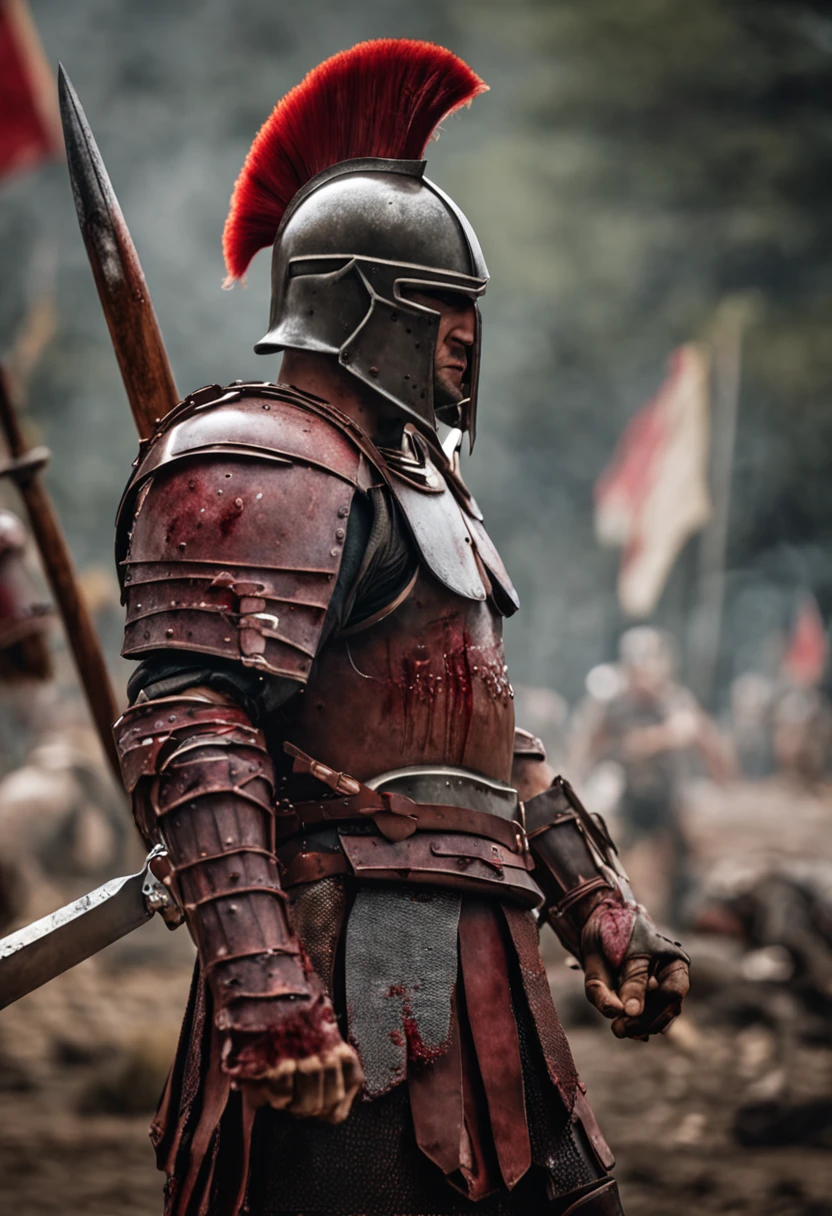 Spartanischer Krieger, fighting , Bloody armor, Epen, 8k Gladiator