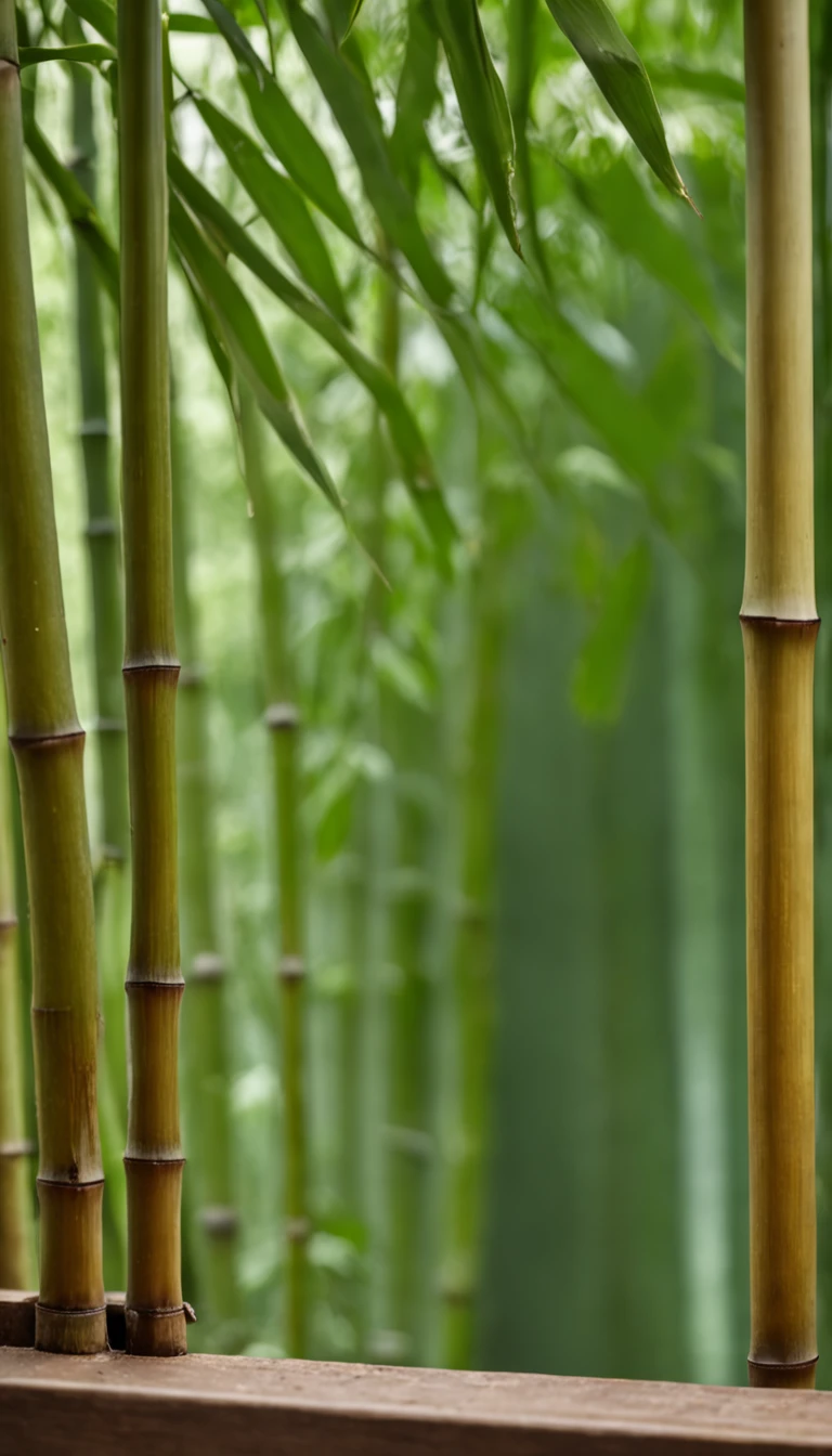 Bamboo forest in front of the window of the old house