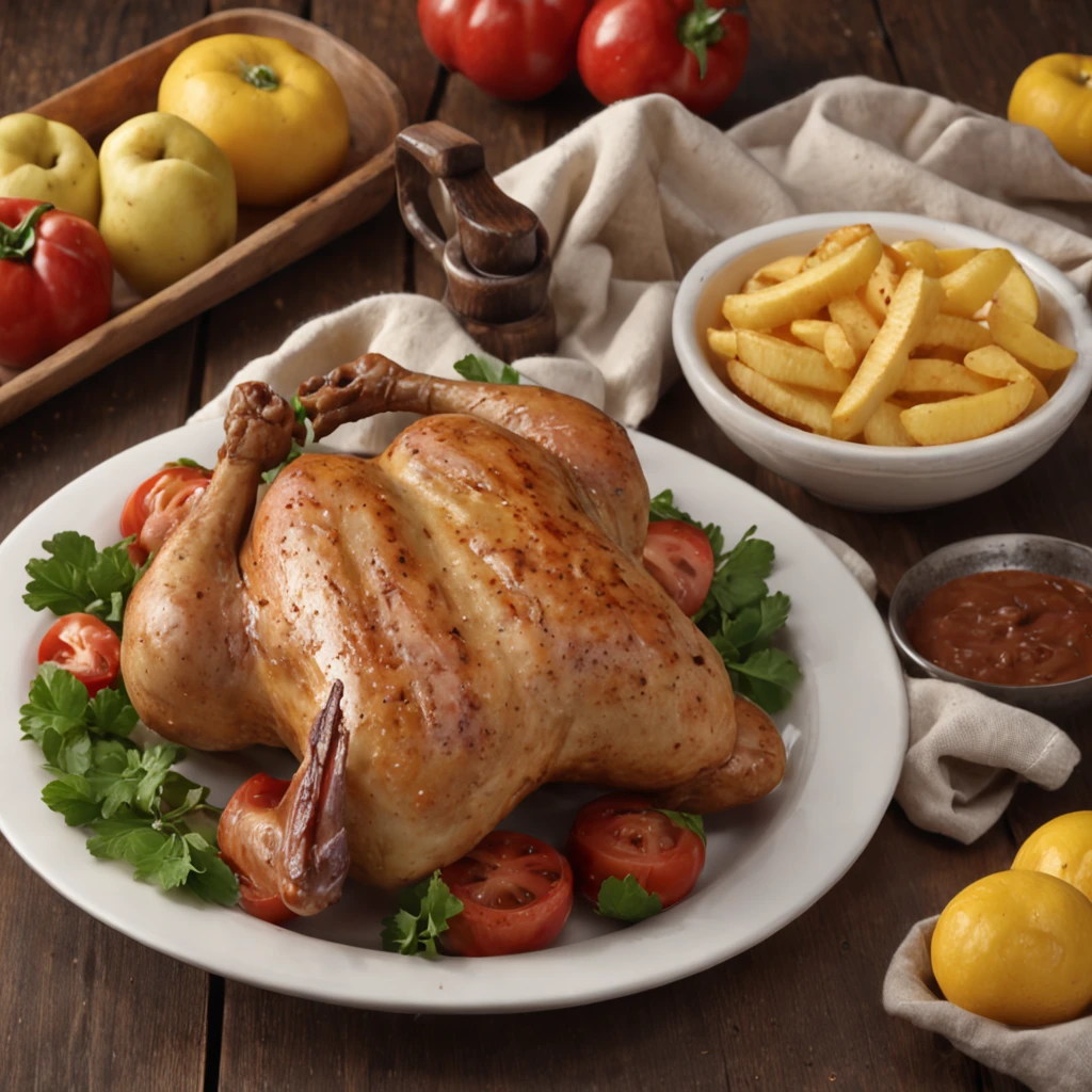 3D rendering:1.3) de (Realistic:1.3) Foto de arte mais bonita do mundo, Features grilled chicken with potatoes, 8k unidade render, prato detalhado, (vibrante, fotogrdeia realista, Realistic, Dramatic, Escuro, foco nítido, 8k), (intrincado:1.4), decadente, (altamente detalhado:1.4), pintura digital, rendering by octane, art stations, Conceito-Arte, liso, foco nítido, illustration, germe da arte, (Loish:0.23), (global ilumination, studiolight, Light Volumetric)