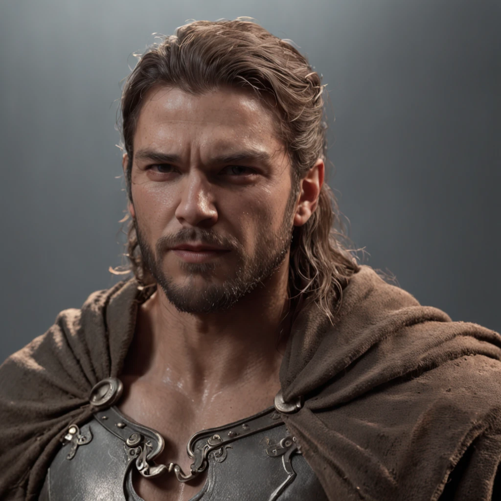 portrait of a ruggedly handsome paladin, soft hair, muscular, half body, masculine, mature, salt and pepper hair, leather, hairy, d & d, fantasy, intricate, elegant, highly detailed, digital painting, artstation, concept art, smooth, sharp focus, illustration, art by artgerm and greg rutkowski and alphonse mucha