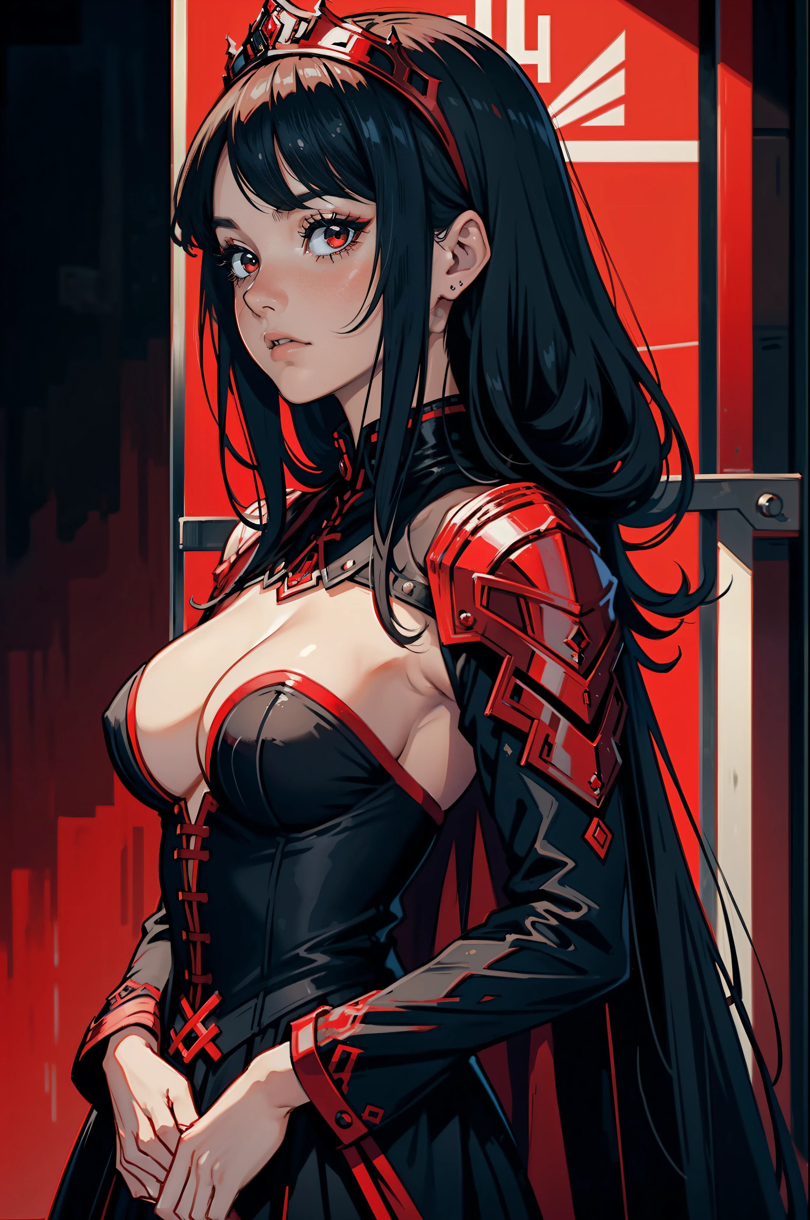 Imposing queen of red and black, Cinematic, best quality, (1girl:1.4),red,black, wallpaper