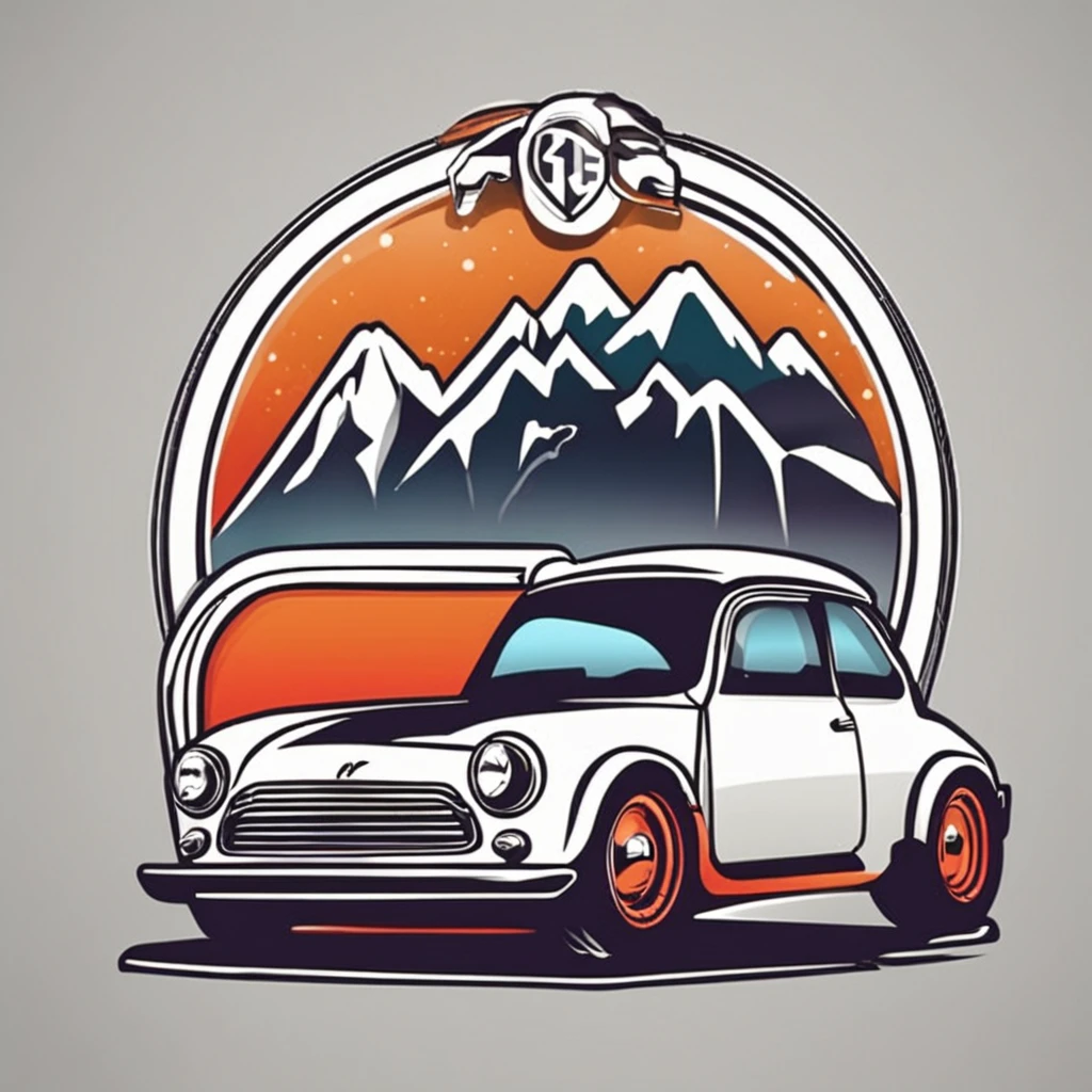 Una pegatina minimalista con el logotipo del coche