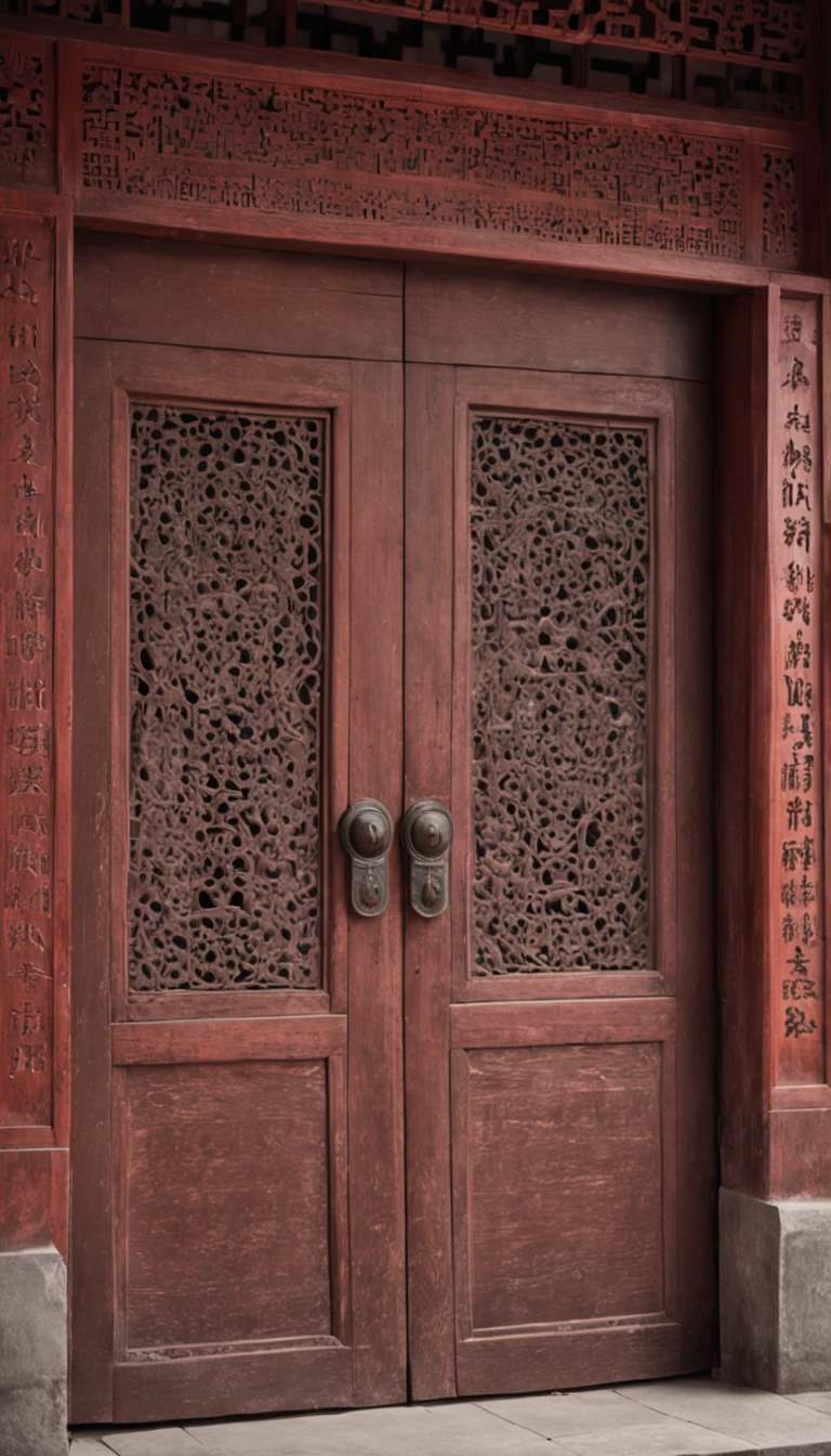 Open doors,A big door,In-door perspective,Ancient Chinese doors and windows