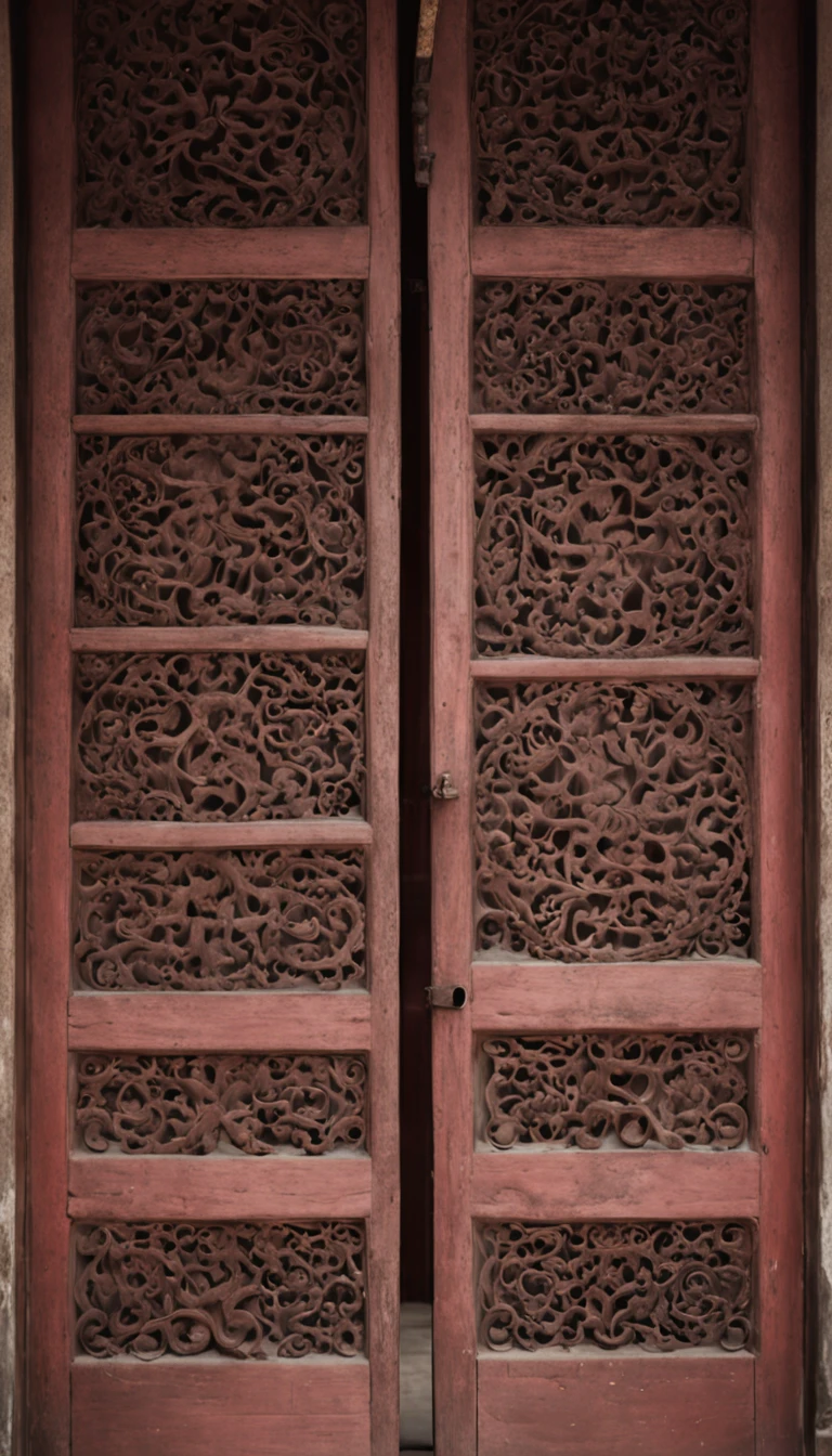 Open doors，A big door，In-door perspective，Ancient Chinese doors and windows