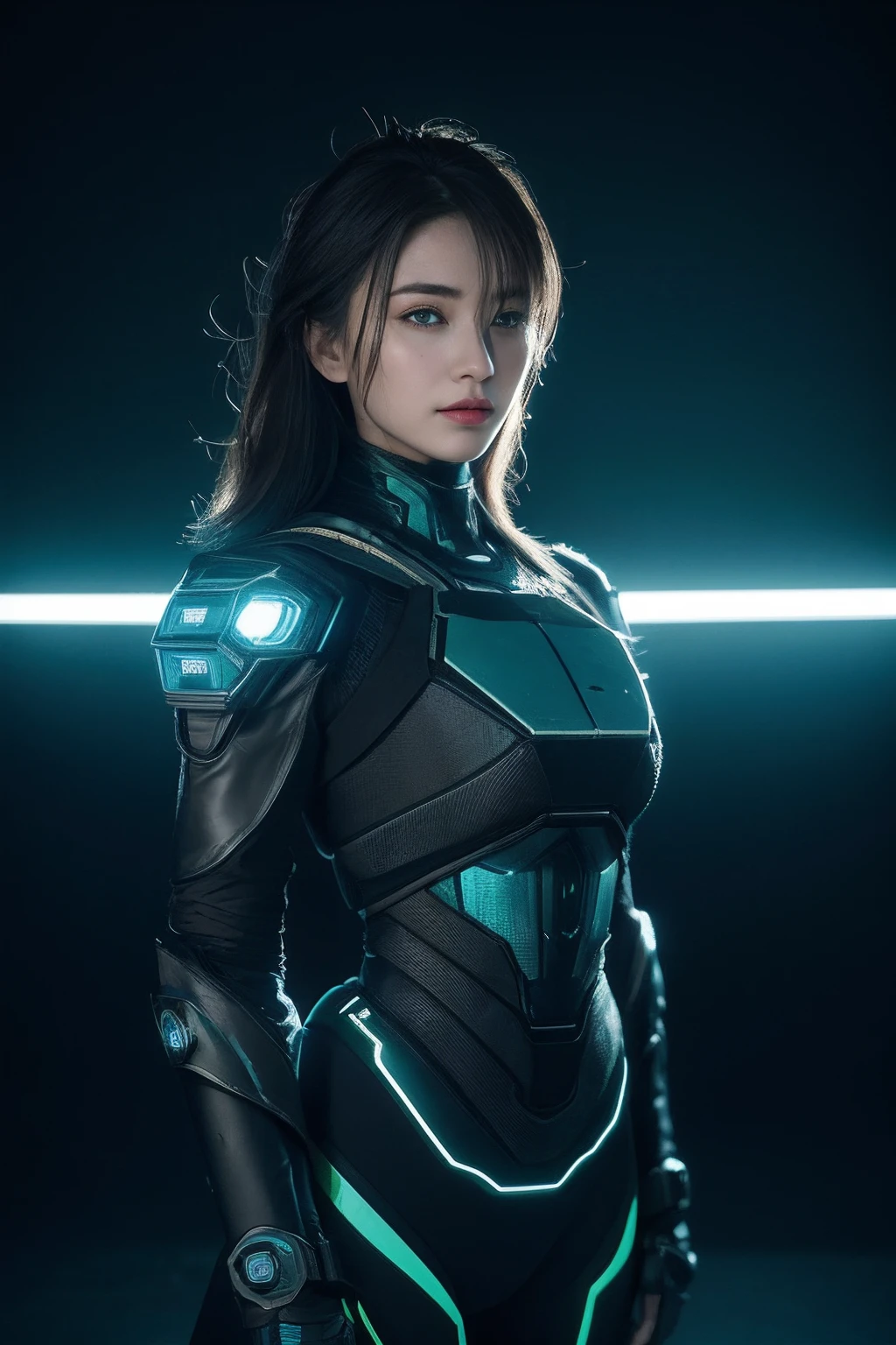 3D, A beautiful cyberpunk female image,Exoskeleton Mecha,hdr(HighDynamicRange),Ray traching,NVIDIA RTX,Hyper-Resolution,Unreal 5,Subsurface scattering、PBR Texture、post-proces、Anisotropy Filtering、depth of fields、maximum definition and sharpness、Many-Layer Textures、Albedo e mapas Speculares、Surface coloring、Accurate simulation octane rendering of light-material interactions、Two-colored light、largeaperture、Low ISO、White balance、the rule of thirds、8K raw data、blackstockings