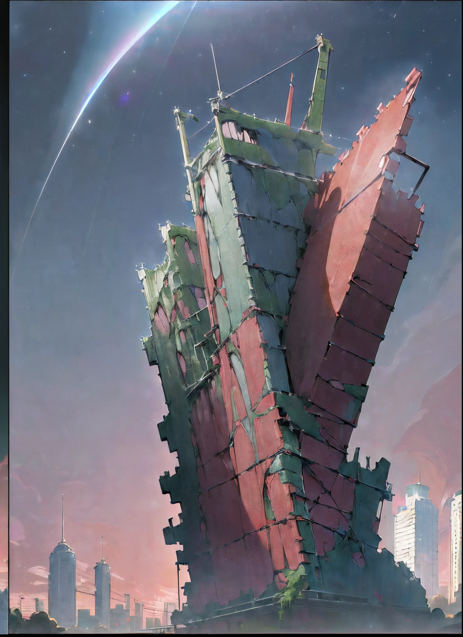 (((8K, Raw photo, Best Quality, masutepiece:1.4))), 超A high resolution, Ultra-detailed, Illustration, close-up, Astonaut, Environment only, labo, Spacecraft, Made of stone, Night, Starry sky, building, Future, imagine, Outdoors, Background only
