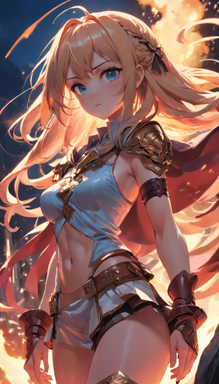 only [1 woman] , Sex life, Blonde hair, Giant chest, (chiselled abdomen), (Dark skin), ( Armor), inside castle，Bundled，Tied down，Bound by a rope