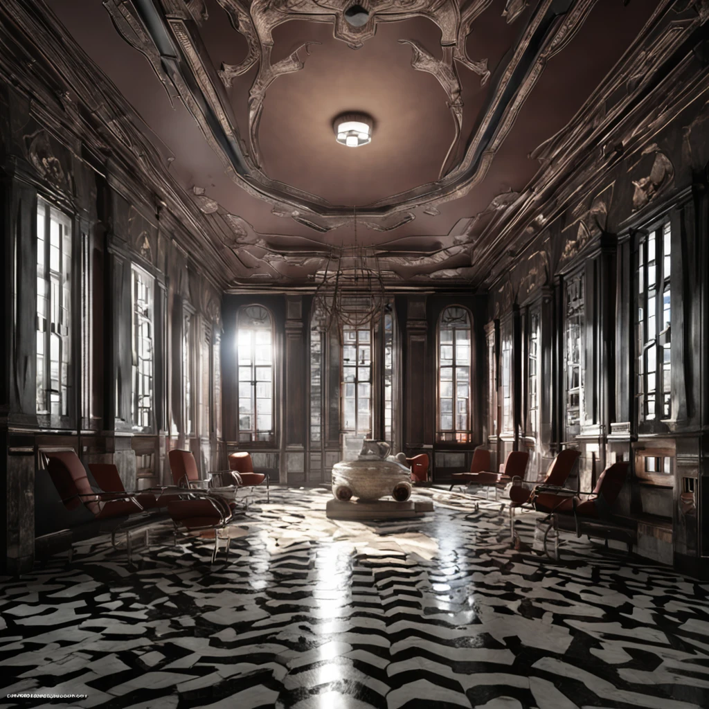 Uma casa antiga com colunas de marmore negro, muitas janelas, ambiente destruido ao redor. caos e trevas, best quality, master part, ultrahigh-resolution, (fotografia realista:1.4), Surrealismo, Semelhante a um sonho,FusionArt, Shadow dancer, magia das sombras, Darkness Control, furtividade, passo da sombra, Umbral spells, hidden blade,