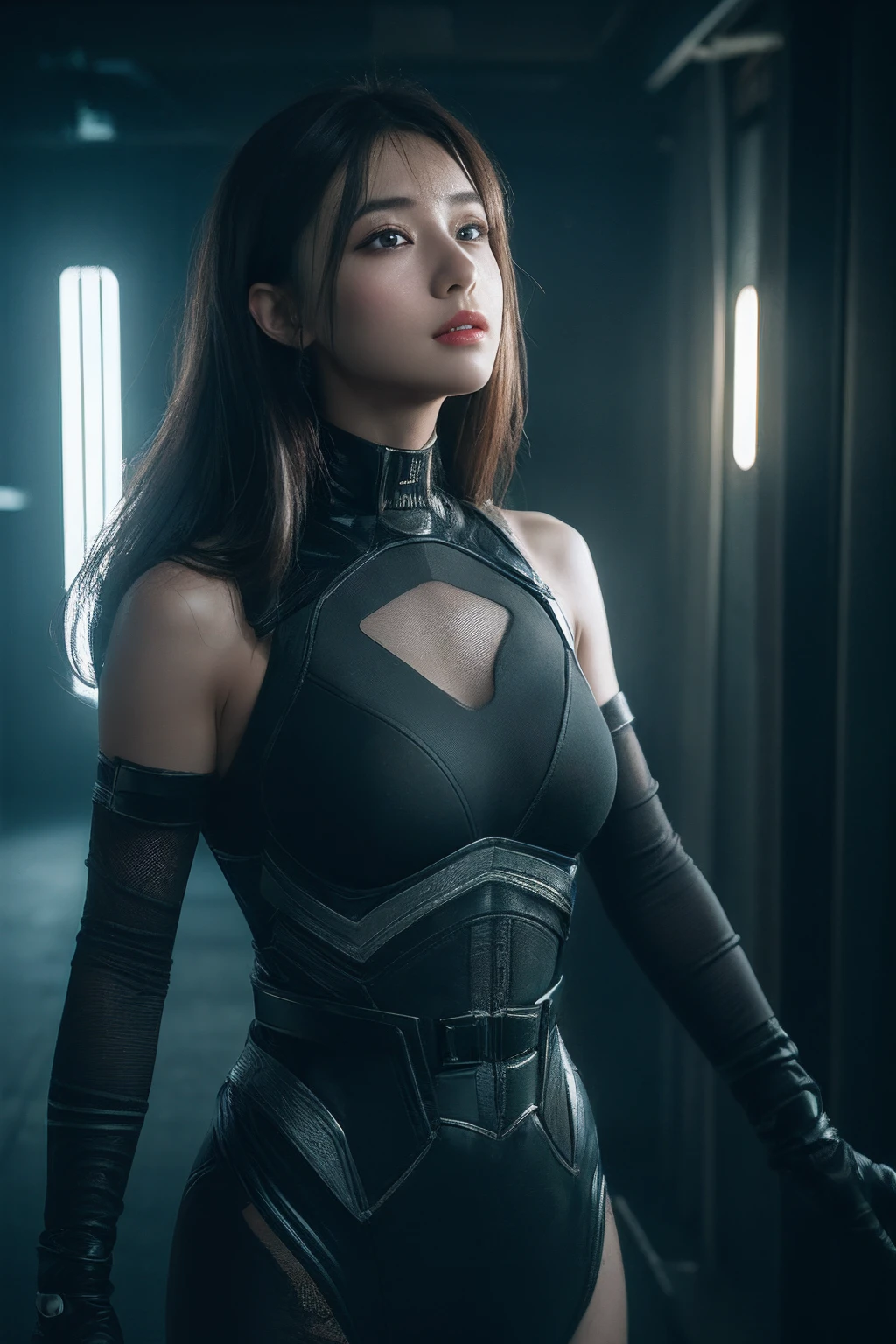 3D, A beautiful cyberpunk female image,battledress，hdr（HighDynamicRange）,Ray traching,NVIDIA RTX,Hyper-Resolution,Unreal 5,Subsurface scattering、PBR Texture、post-proces、Anisotropy Filtering、depth of fields、maximum definition and sharpness、Many-Layer Textures、Albedo e mapas Speculares、Surface coloring、Accurate simulation octane rendering of light-material interactions、Two-colored light、largeaperture、Low ISO、White balance、the rule of thirds、8K raw data、blackstockings