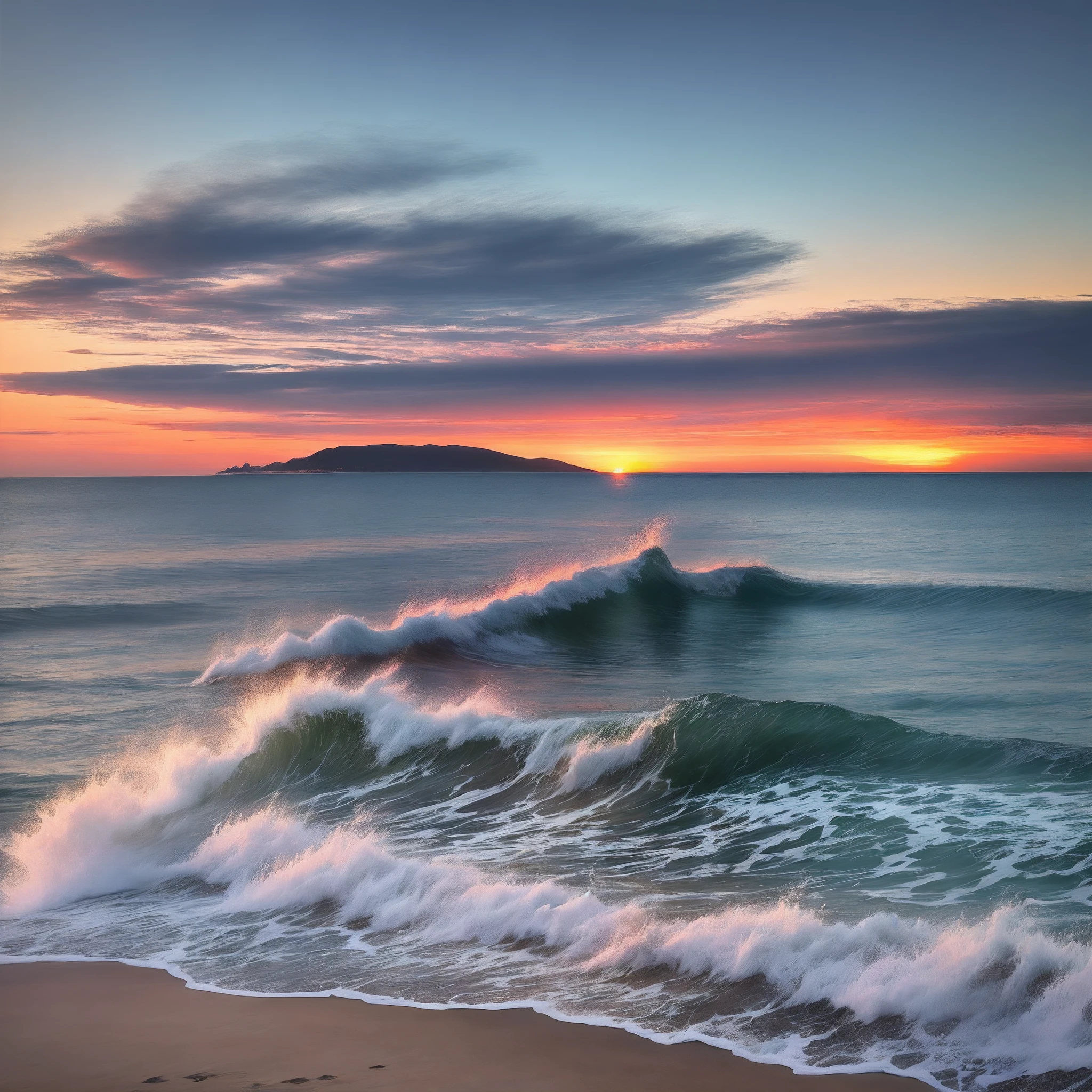 Burning clouds,sea beach