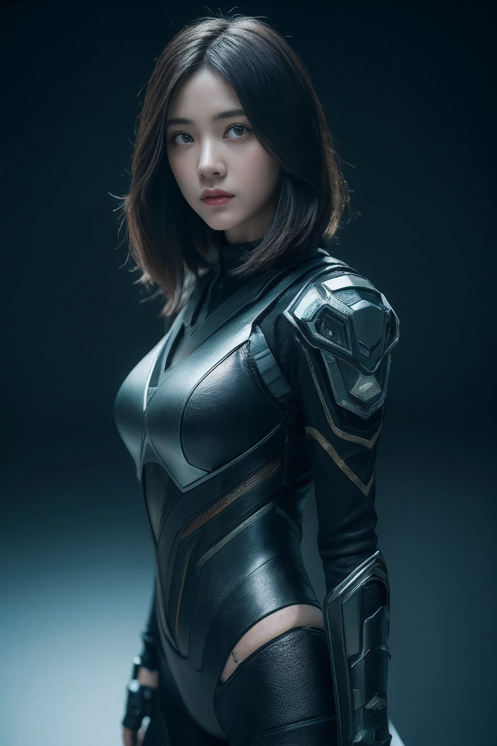 From the future,3D, A beautiful cyberpunk female image,battledress,hdr(HighDynamicRange),Ray traching,NVIDIA RTX,Hyper-Resolution,Unreal 5,Subsurface scattering、PBR Texture、post-proces、Anisotropy Filtering、depth of fields、maximum definition and sharpness、Many-Layer Textures、Albedo e mapas Speculares、Surface coloring、Accurate simulation octane rendering of light-material interactions、Two-colored light、largeaperture、Low ISO、White balance、the rule of thirds、8K raw data、blackstockings。