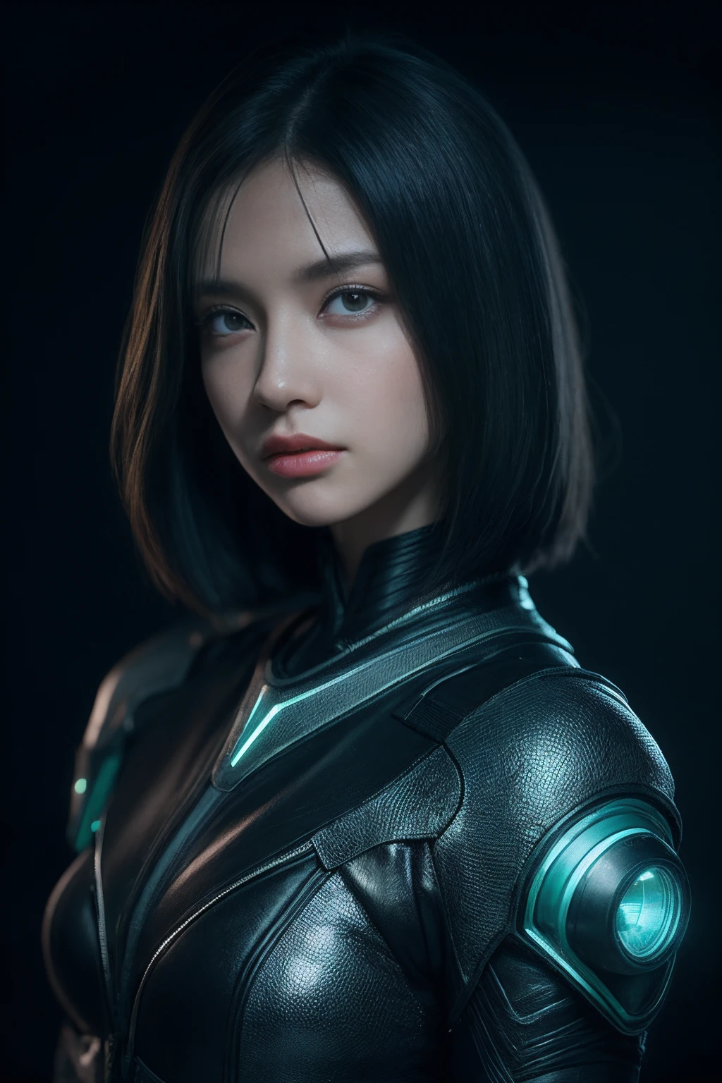 3D, A beautiful cyberpunk female image,battledress,hdr(HighDynamicRange),Ray traching,NVIDIA RTX,Hyper-Resolution,Unreal 5,Subsurface scattering、PBR Texture、post-proces、Anisotropy Filtering、depth of fields、maximum definition and sharpness、Many-Layer Textures、Albedo e mapas Speculares、Surface coloring、Accurate simulation octane rendering of light-material interactions、Two-colored light、largeaperture、Low ISO、White balance、the rule of thirds、8K raw data、blackstockings