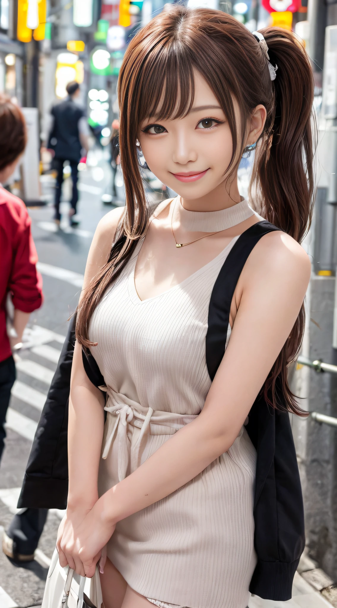 Cyber Diva, poneyTail, Streets of Tokyo, A smile, Brown hair,