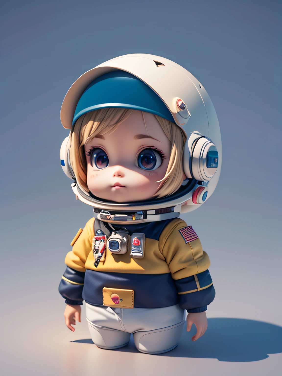 There a little doll with helmet and helmet, Lovely 3D rendering, little astronaut looking up, Portrait anime space cadet boy, Cute 3d anime boy rendering, Lovely and detailed digital art, Male explorer mini cute boy, 3D rendering stylization, 3D rendering character art 8k, cute digital painting, Anime style 3D, Ultra-detailed rendering