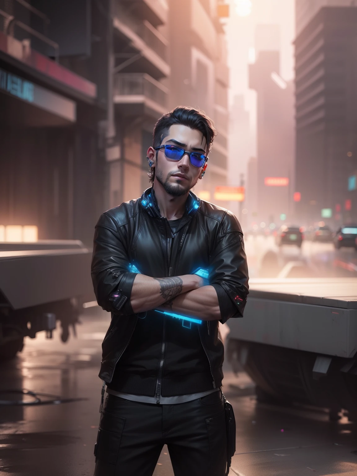 Change Background Cyberpunk Handsome boy, realistic face