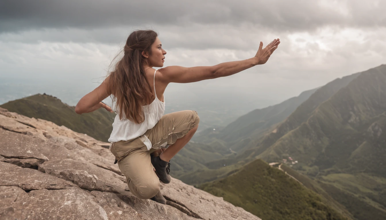 Uma capa poderosa que retrata a mensagem "You are able" with an image of someone climbing a steep mountain, With determination and effort, representing the personal journey in search of accomplishments. Ao lado, The presence of an outstretched divine hand, simbolizando que "Deus te Capacitou" para superar desafios. The colors are vibrant and inspiring, conveying a sense of trust and faith. Aspect ratio is optimized for impactful viewing on YouTube, inviting viewers to explore the message of self-affirmation and faith.