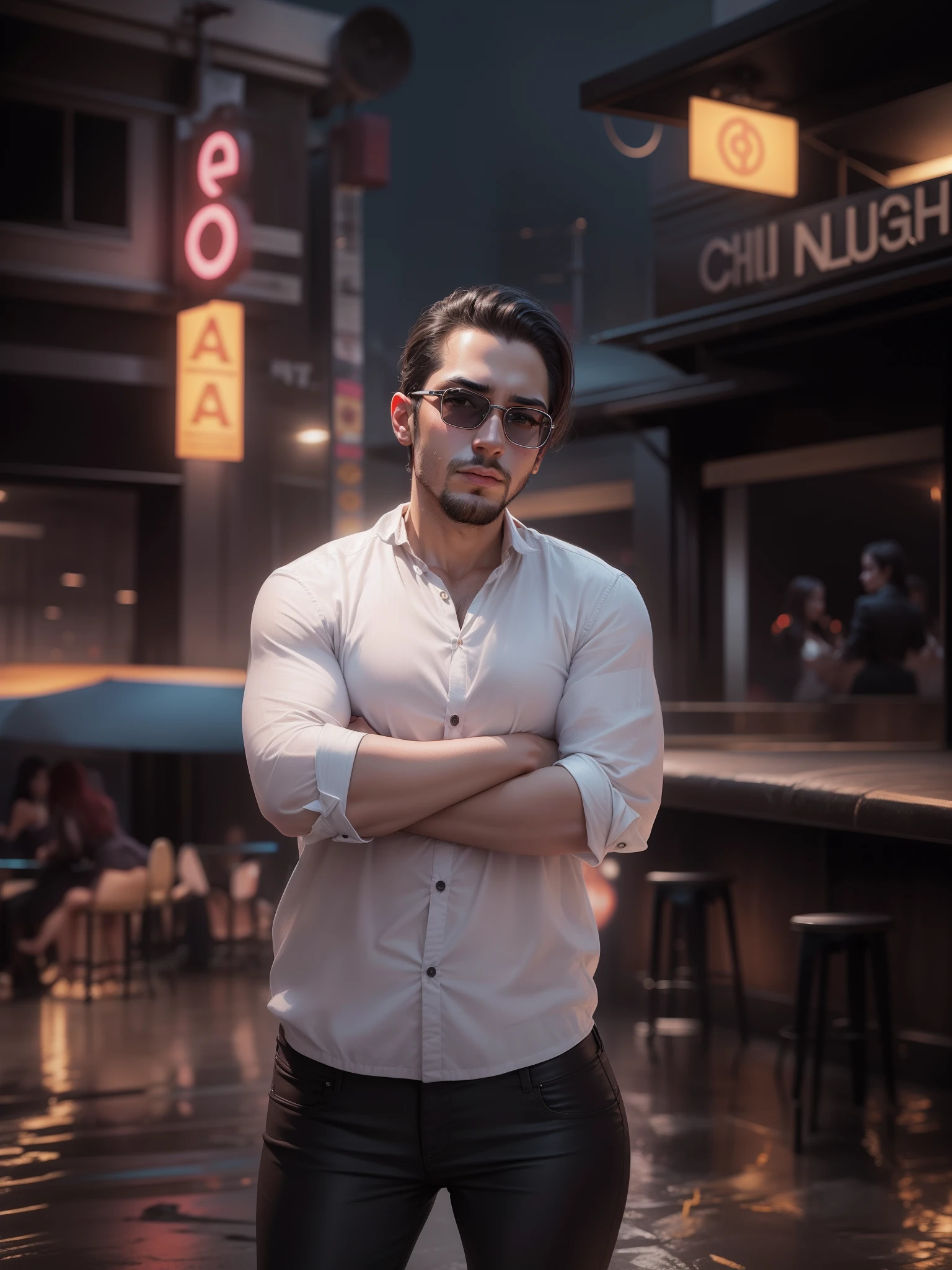 Change Background At Night Club with Girls, realistic face,
