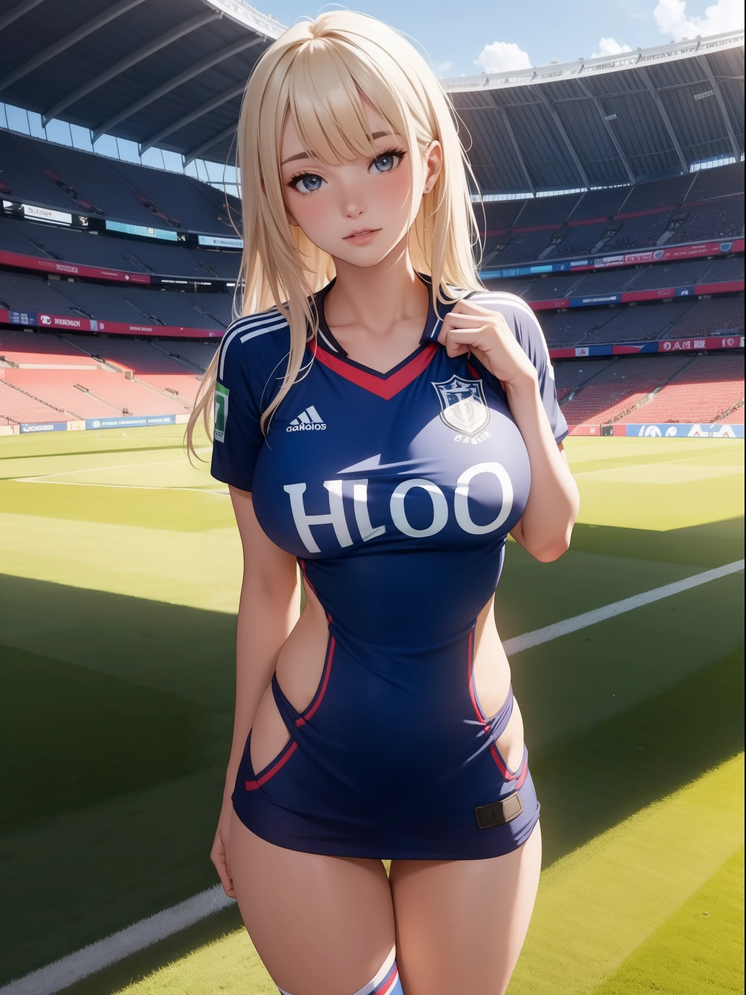 nsfw,Soccer Uniforms,Women's World Cup,super big breast,sexy uniform, translucent,Soccer Stadium