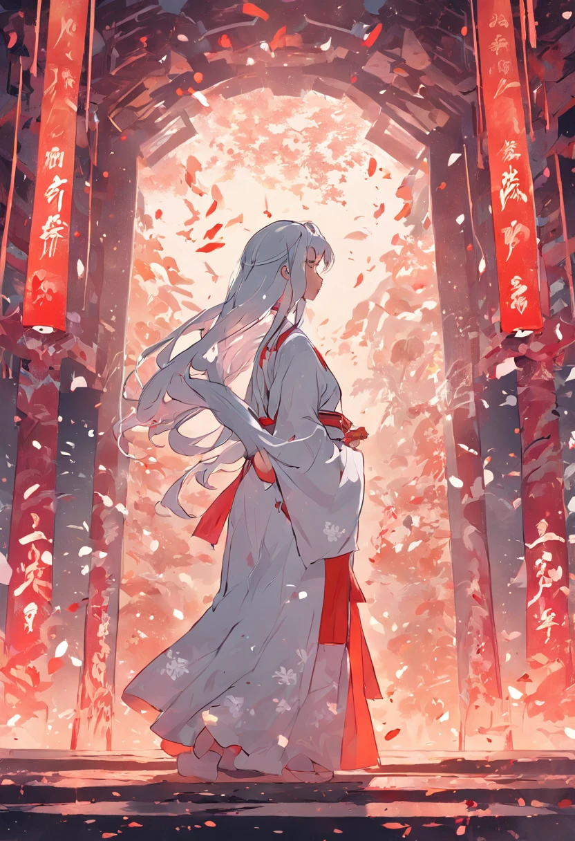 "(White background,Silhouette with closed eyes,Long colorful hair,Oriental elements, shrine maiden),(Chinese illustration:1.3),(Reasonable design,Clear lines,High sharpness,Best quality,The is very detailed,Masterpiece grade,movie light effect,4K)"