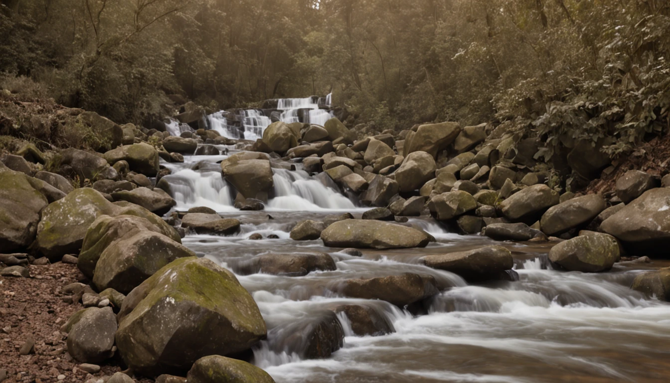 Paisagem, natureza, rio corrente, arvores, nuvens