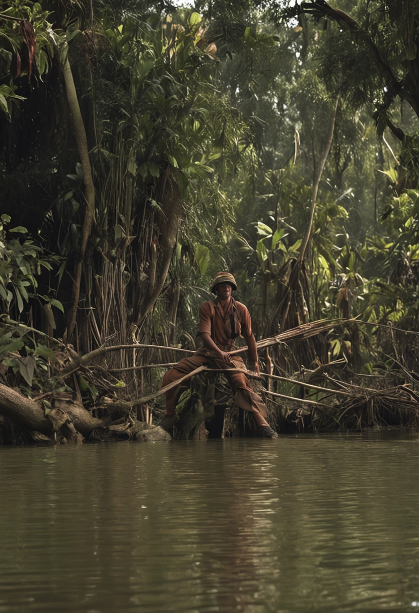 English soldiers in the swamps Ramree Island in Burma