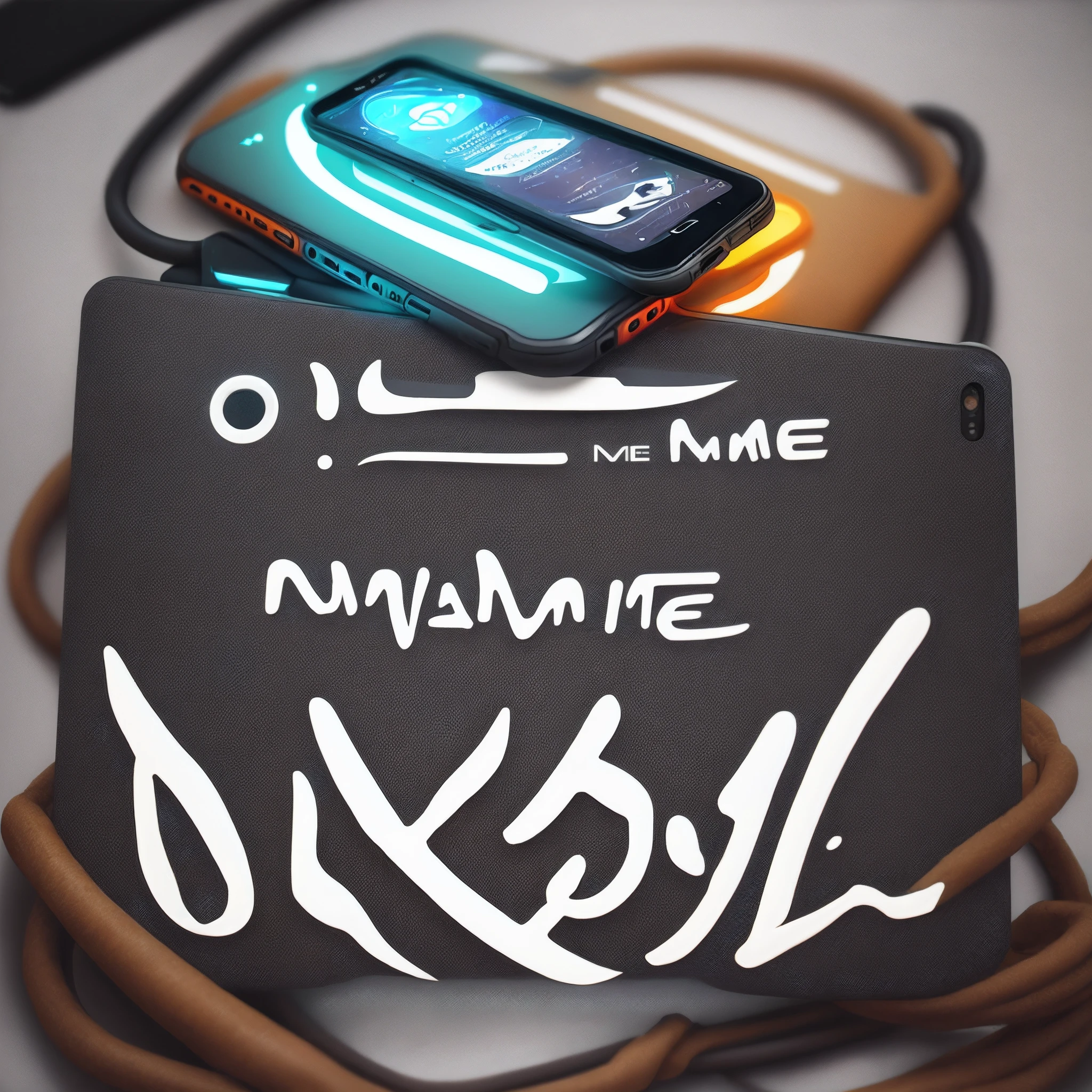 Logo com o nome yamete de um fone gamer e um celular