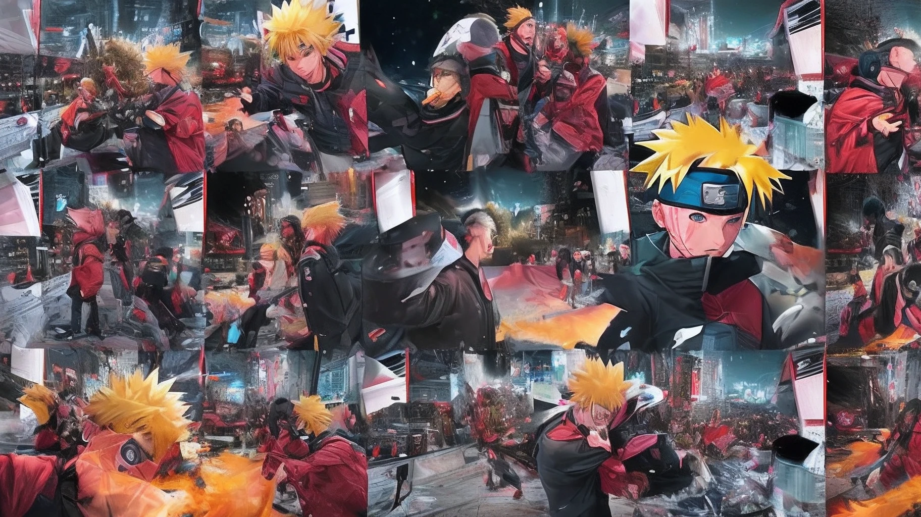 SeaArt Bot
Txt2Img
20:08:28
"A collage of different photos of Naruto dancing in his casual clothes. The photos are arranged in a way that creates a sense of rhythm and movement, and the overall effect is one of excitement and fun, portrait, neon, 1 boy, shonen style, spiky blonde hair, scratches on cheeks on cheeks, black and red clothing, leather jacket, jeans, boots, bandana, cool, blue eyes, full body, color --name Naruto Uzumaki --night background city with futuristic buildings and holograms