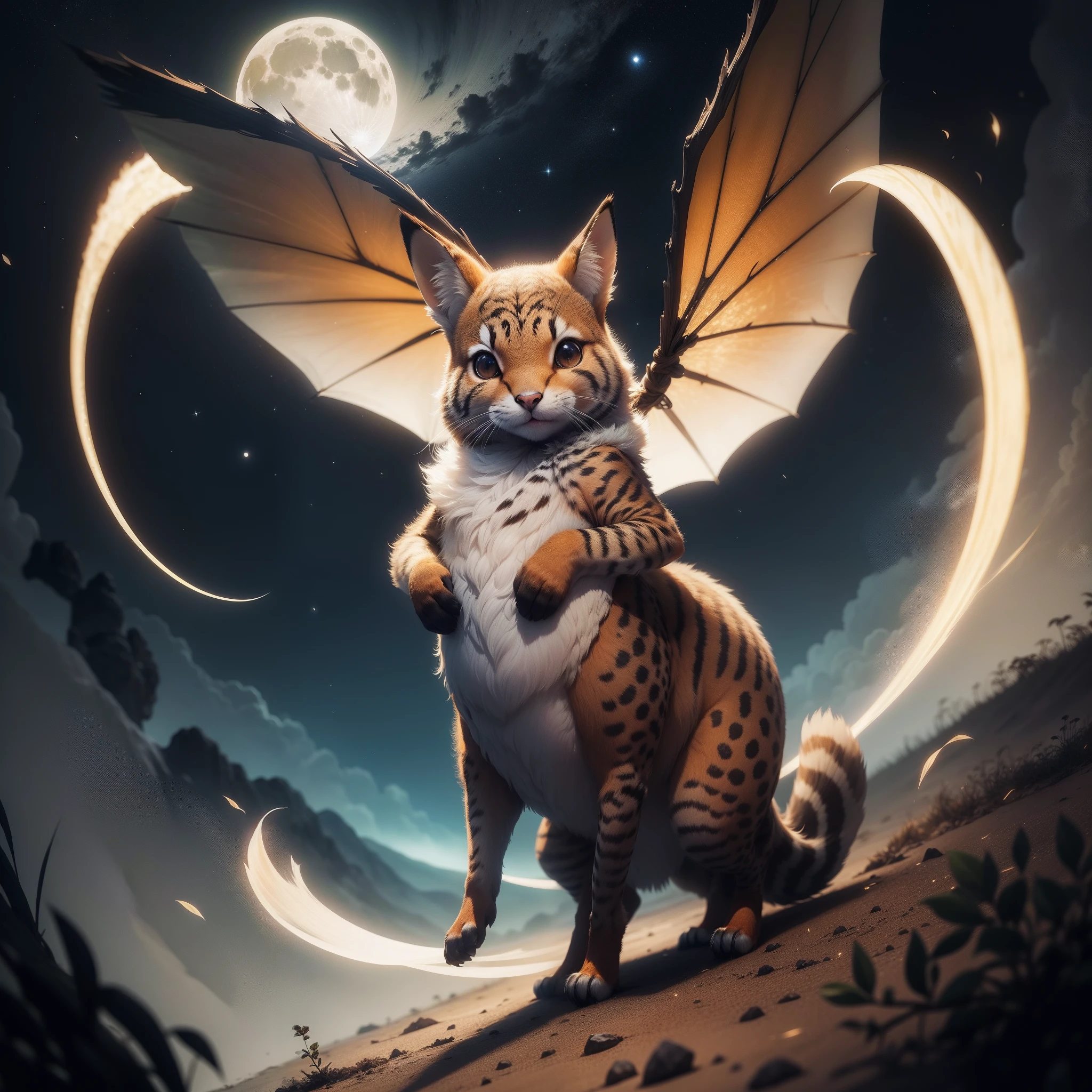 raposa de pelos brilhantes laranjado , raposa animal silvestre em cima de uma rocha, uivando para a lua . Uma lua cheia . Uma raposa, (animal) atras dela a lua cheia e asteroides.