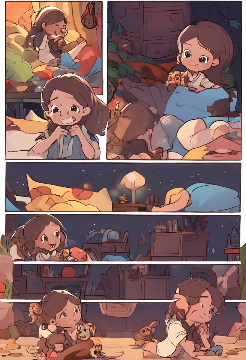 personagem infantil, girl 7 ,dormindo para entrar no mundo dos sonhos.
