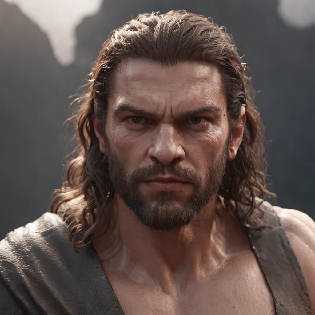 (Professional 3D rendering:1.3) de (Realistic:1.3) Foto de arte mais bonita do mundo，Features soft, bright male heroes, ((Epic hero fantasy rough muscular man wet hero angry look long hair short beard and fierce expression in dynamic pose, fantastic location, majestoso ambiente desordenado)), corpo inteiro 8k unidade render, action shot, poros da pele, very dark lighting, sombreamento pesado, circunstanciado, Rosto detalhado, (vibrante, fotogrdeia realista, Realistic, Dramatic, Escuro, foco nítido, 8k), (Old leather clothes damaged by bad weather:1.4), ((((Use peles)))), (intrincado:1.4), decadente, (altamente detalhado:1.4), pintura digital, rendering by octane, art stations, Conceito-Arte, liso, foco nítido, illustration, germe da arte, (Loish:0.23), Wlop Ilya Kuvshinov, e Greg Rutkowski e Alphonse Mucha Gracias, (global ilumination, studiolight, Light Volumetric), chuva forte, floating particles, patife, fantasia, Onze, corpo inteiroesbian, ((Fundo escuro e antigo da cidade:1.3)),CGSesociedade,art stations, batman