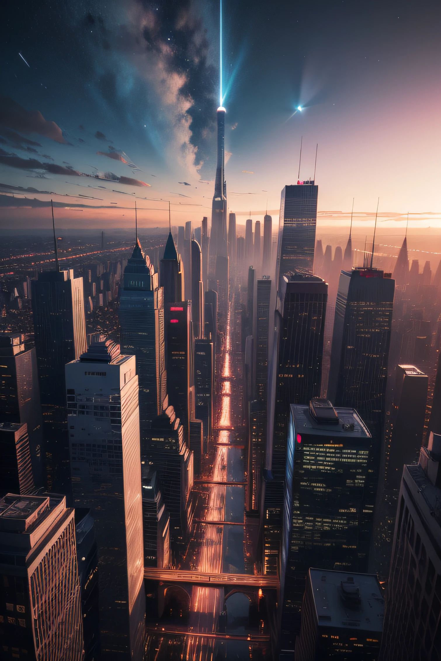 city with ovnis