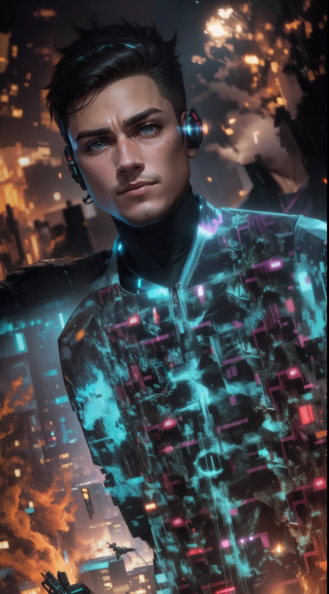 Background Change Cyberpunk, handsome boy, realstick face, 8k Photo,