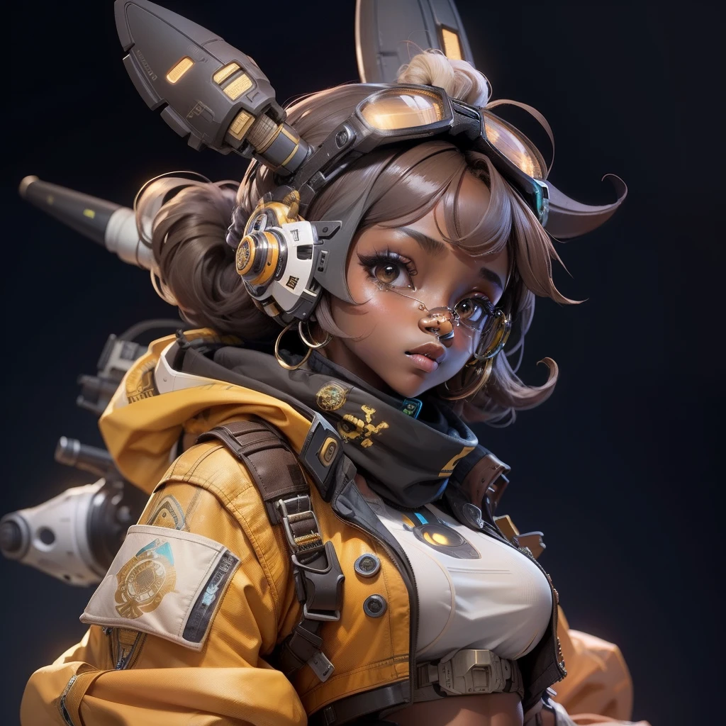 A cute brown skin solarpunk girl