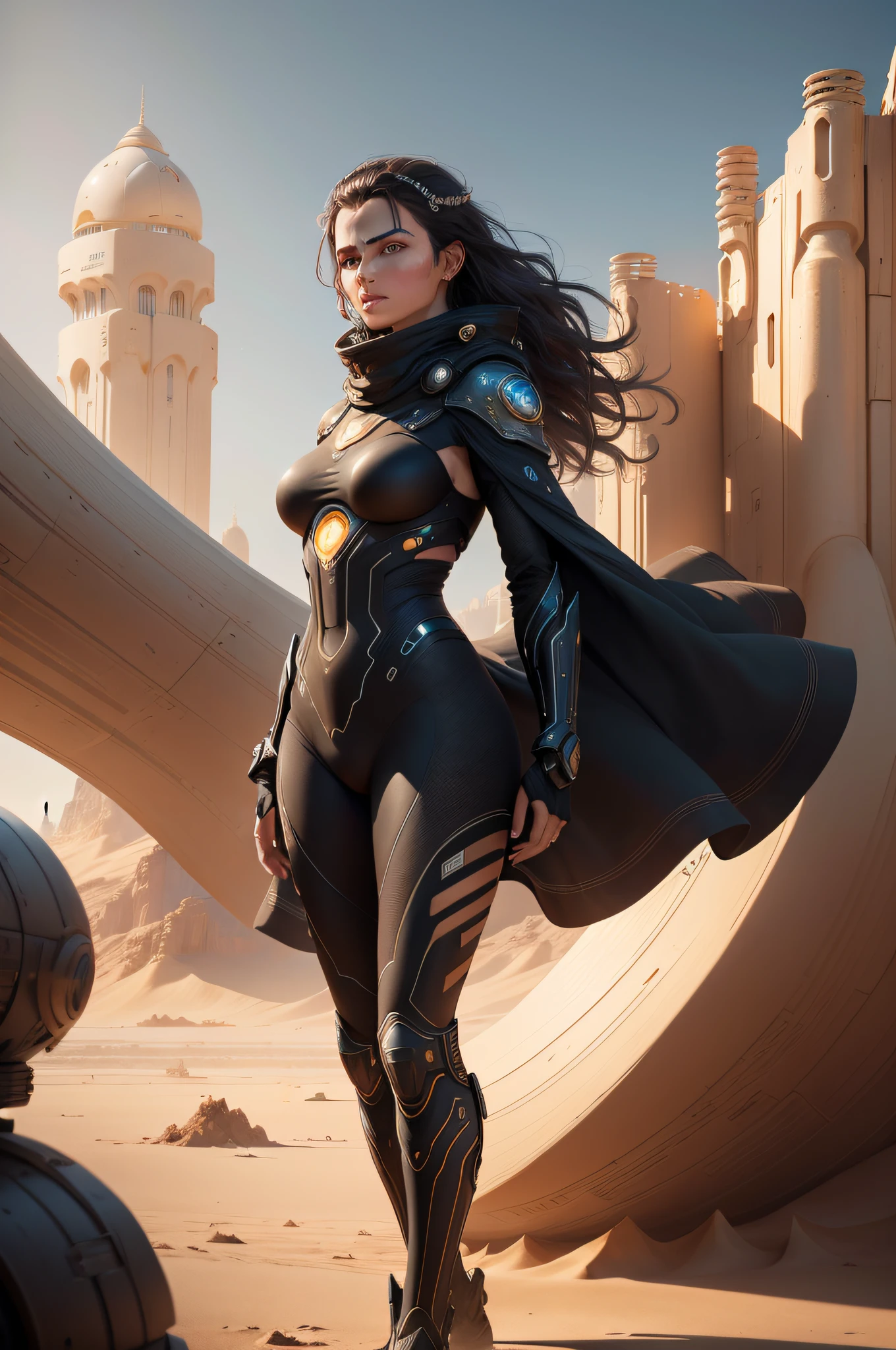future, vision, wisdom, exciting, futuristic, Sci Fi, AI that show nothing but the vast landscape of desert sands, dunes like the waves in a restless stormy ocean, trend at CGSociety, Intricate, High Detail, Sharp Focus, Dramatic and Photorealistic Painting Art by Midjourney and Greg Rutkowski, photorealistic artwork, 4K resolution