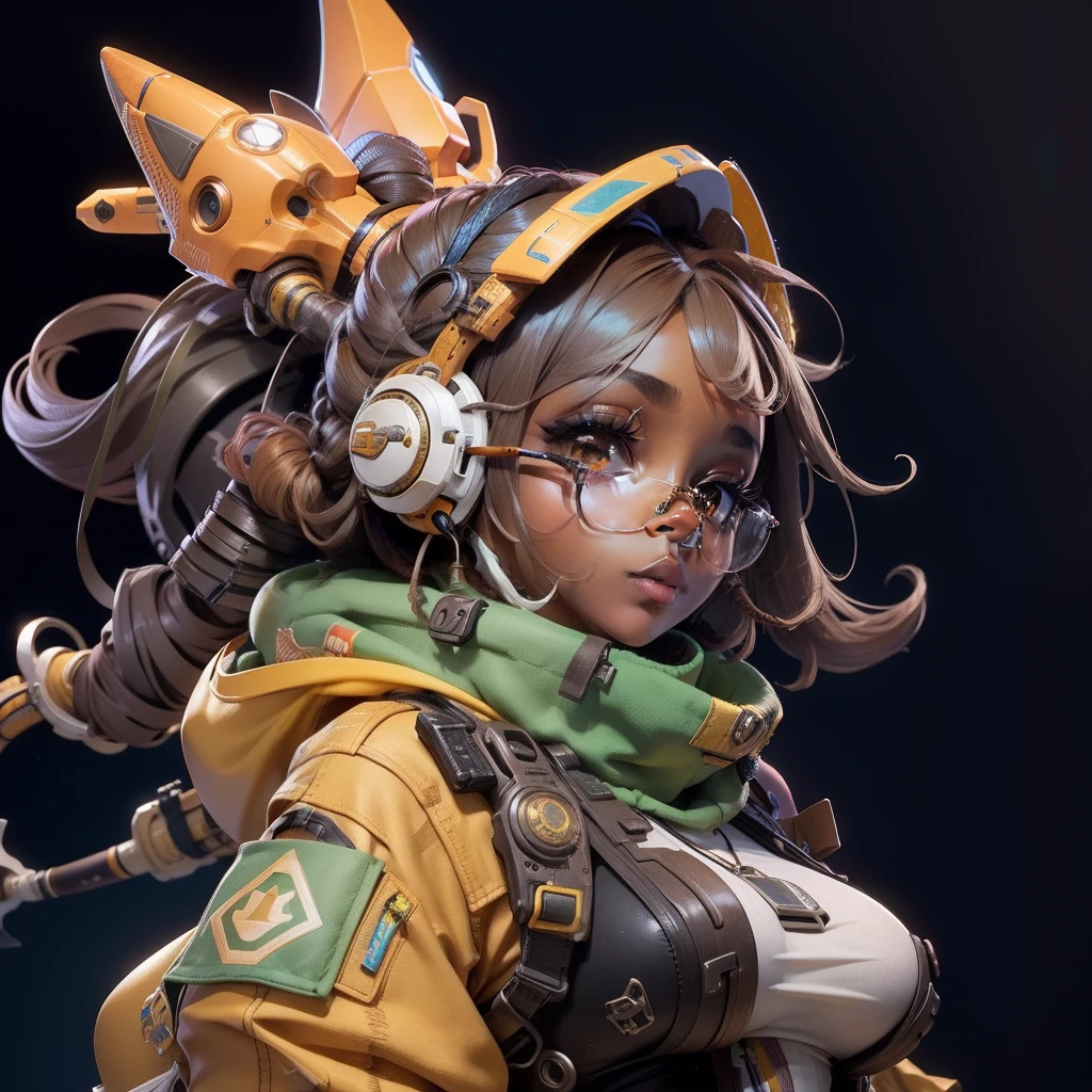 A cute brown skin solarpunk girl
