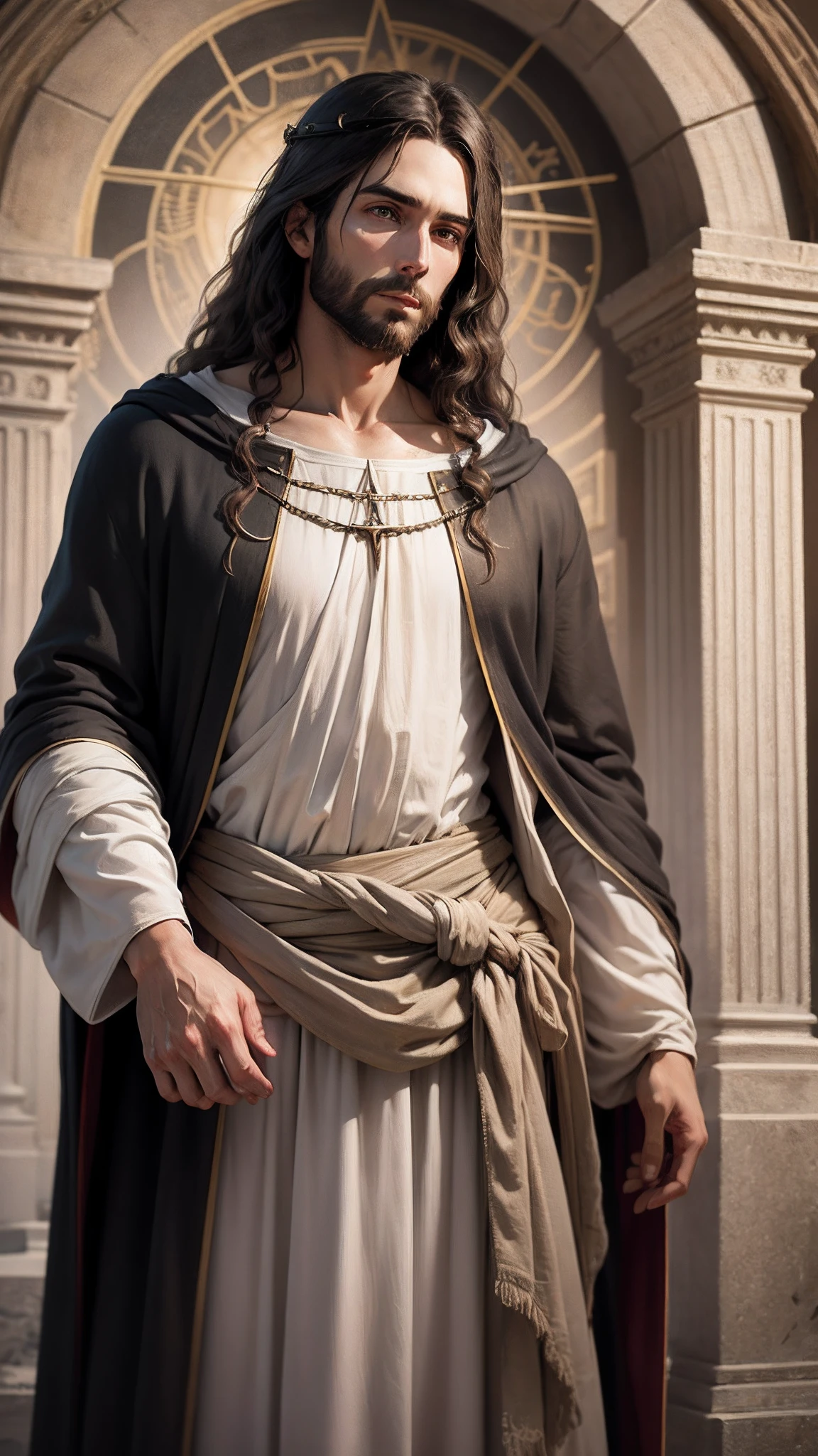 Jesus wearing black robe realistic, HD, 4k --auto --s2